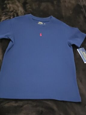 Polo by Ralph Lauren Boys Royal Blue Crewneck Tee with Pink Pony